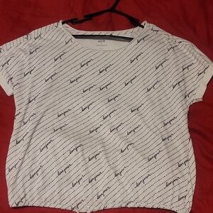 Banana Republic White and Black Script Tee